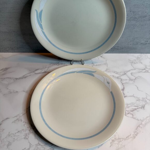 Corelle “Romance” Calla Lily Lunch Plates – Set of 2 – 8.5” Cream Light Blue - Picture 3 of 4